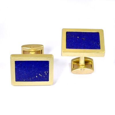 Manschettenknöpfe mit Klappmechanik: Silber 925/-, Lapislazuli