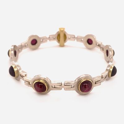 Armband: Silber 925/-, Gold 750/-, Granate