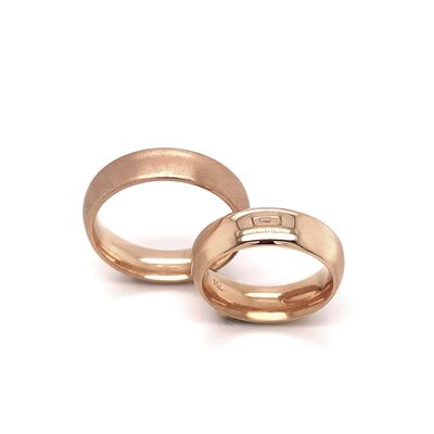 Trauringe aus 750/- Roségold, matt und poliert