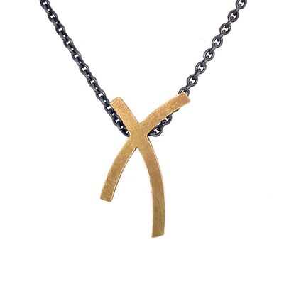 Kette mit Anhänger: Silber 925/- geschwärzt, Feingold