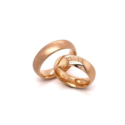 Trauringe aus 750/- Roségold, matt und poliert